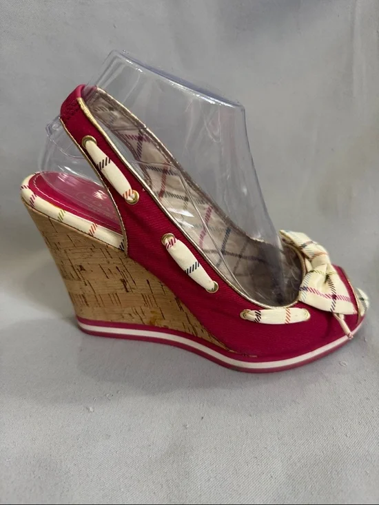✨ Coach “Twirling” Heritage Archive Plaid Bow Cork Wedges | Size 8.5B - Picture 6 of 8